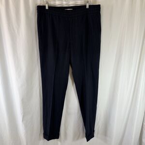 John Henric Pants Men's 52W 36x31 Blue Striped Pull On Zip Fly Drawstring